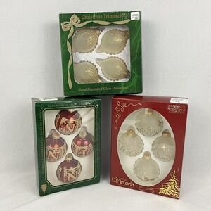 Vintage Glass Christmas Tree Ornament Lot Noel Nativity Teardrop Victorian Style